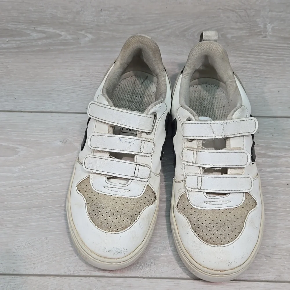 Veja Kids Girl Leaather Hook&loop Sneakers Shoes Sz 3